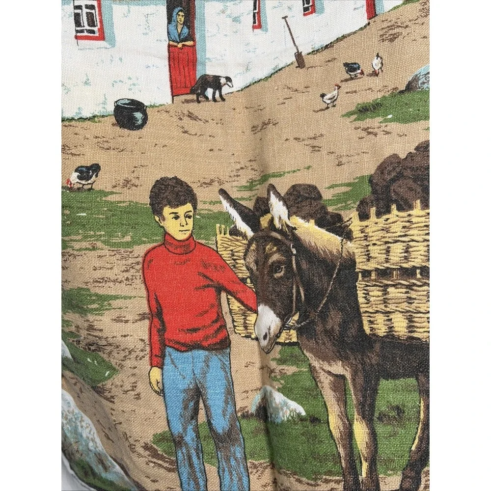 Fingal‎ Vintage Tea Towel Irish Linen 17x28 Multi Color Scene Made in Ireland